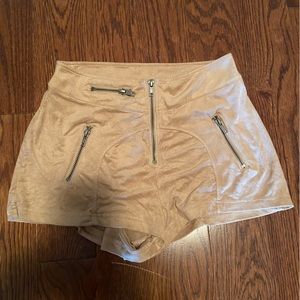 Faux suede high rise shorts